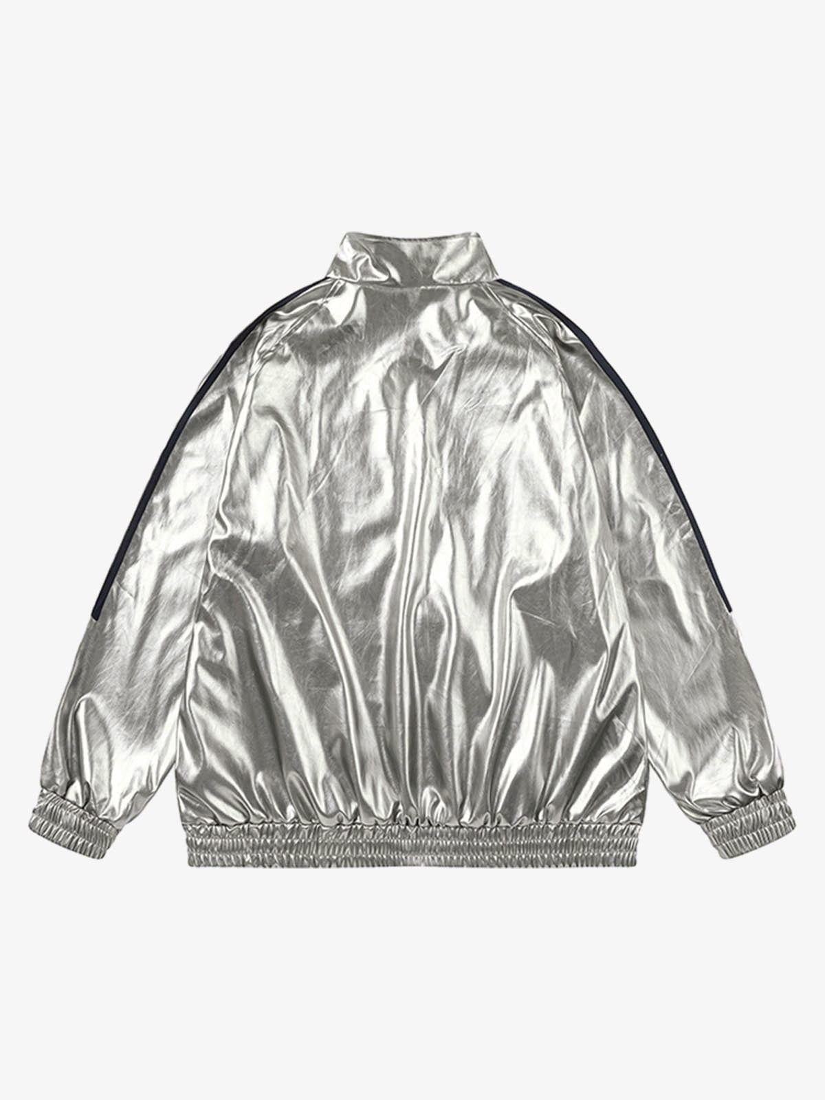Number 11 Reflective Metallic Leather Track Jacket 