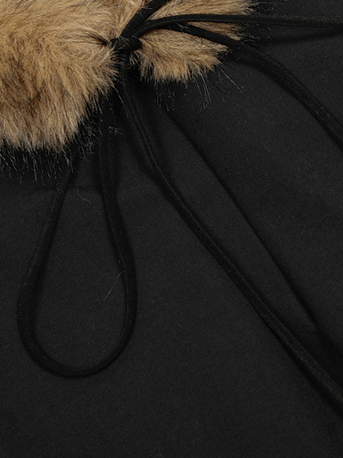 Detachable Fur Collar Drawstring Wide-Leg Pants 