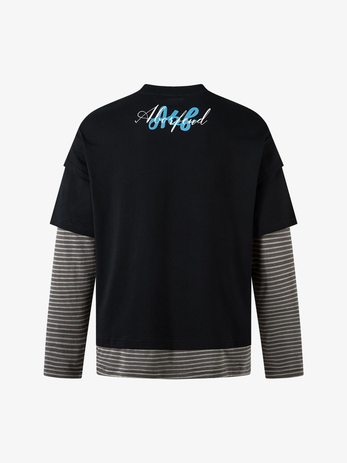 Art Letter Print Stripe Layered Long Sleeve T-Shirt 