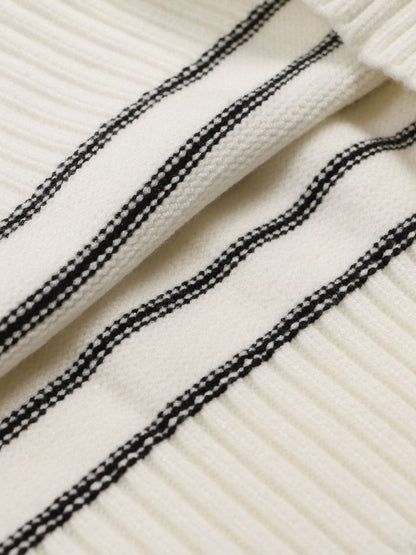 Striped Star Jacquard Loose Knitted Sweater 