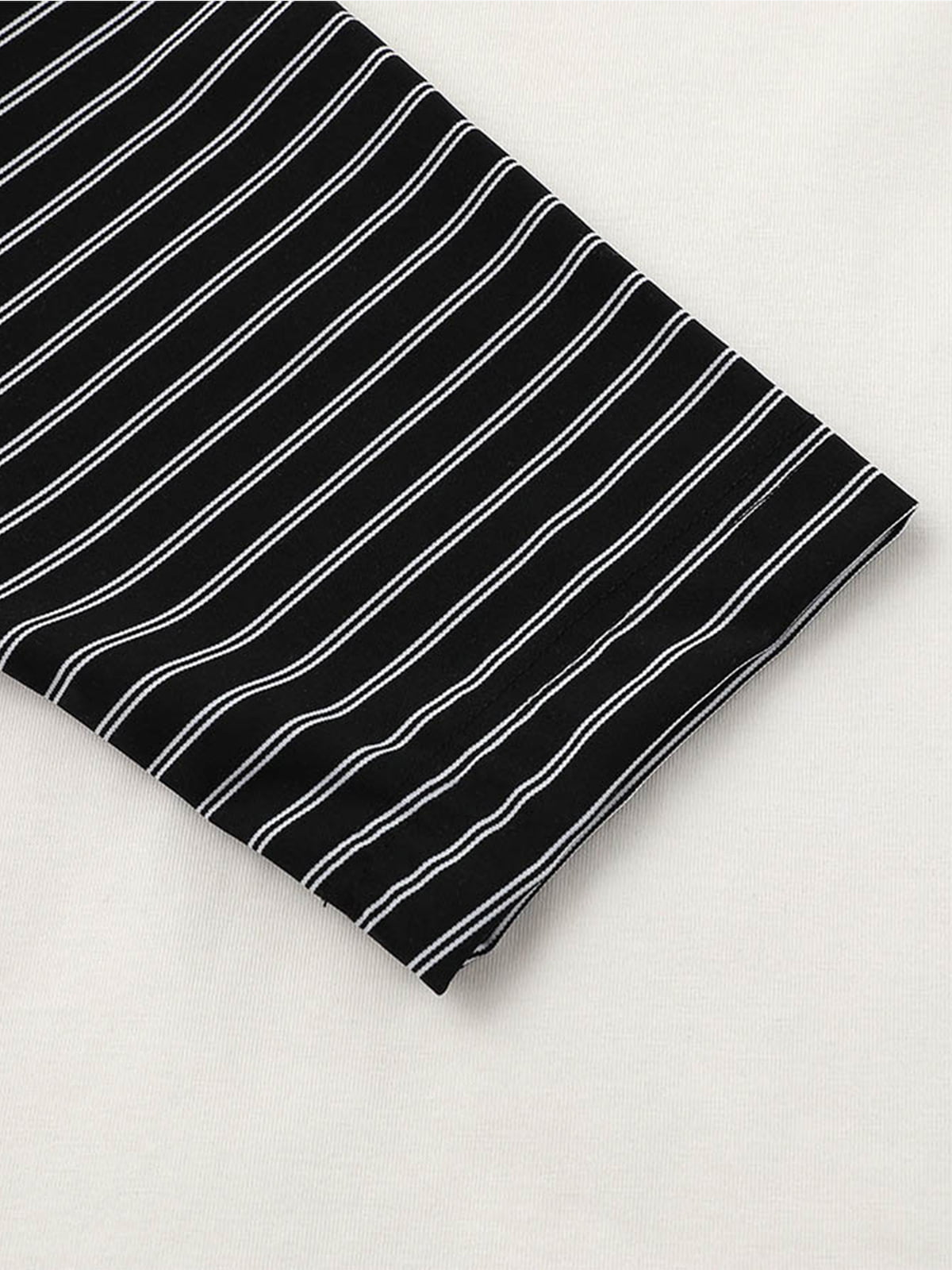 Art Letter Print Stripe Layered Long Sleeve T-Shirt 