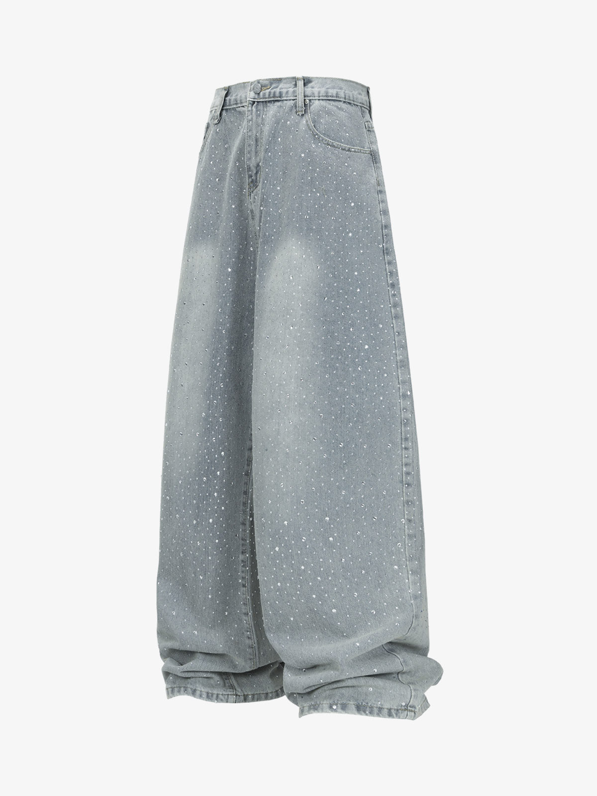 High Street Baggy Wide-Leg Diamond Jeans 