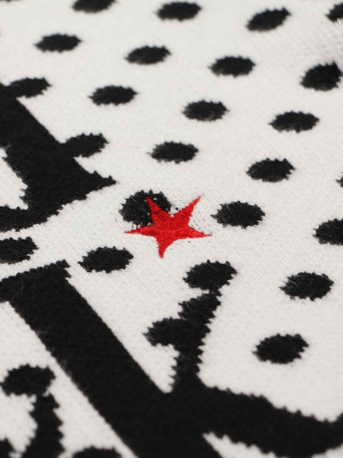 Retro Polka Dot Letter Jacquard Loose Knit Sweater 