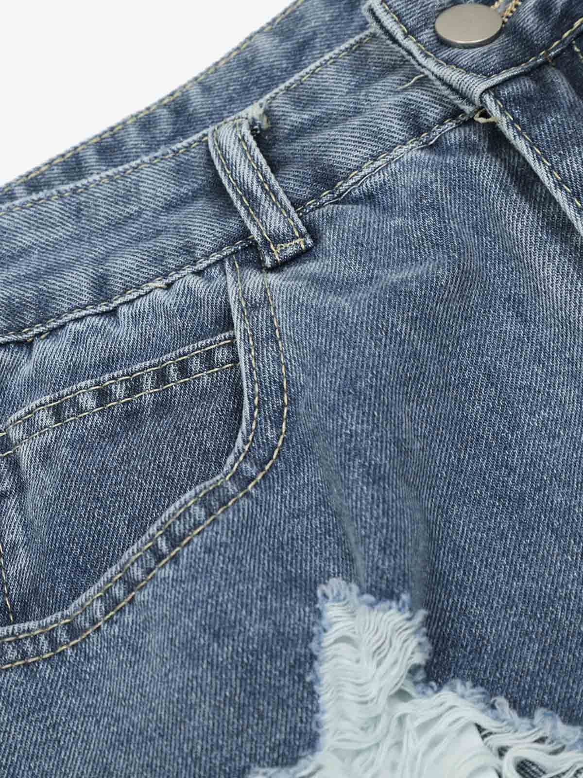 Retro Ripped Cargo Jeans 