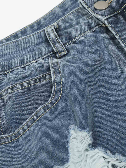 Retro Ripped Cargo Jeans 