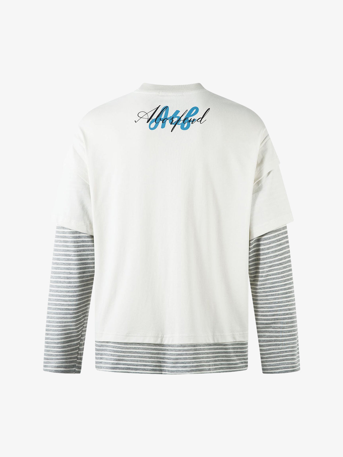 Art Letter Print Stripe Layered Long Sleeve T-Shirt 