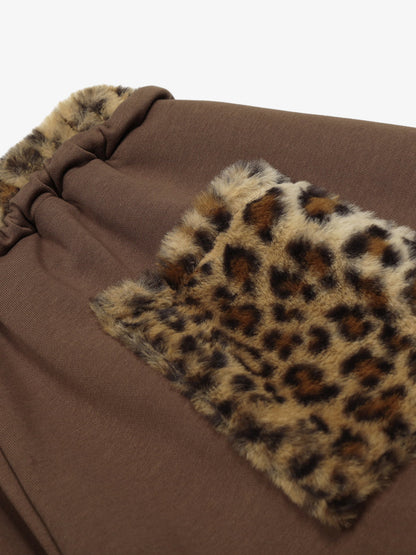 Leopard-Trimmed Wide-Leg Lounge Pants with Unique Print Design 