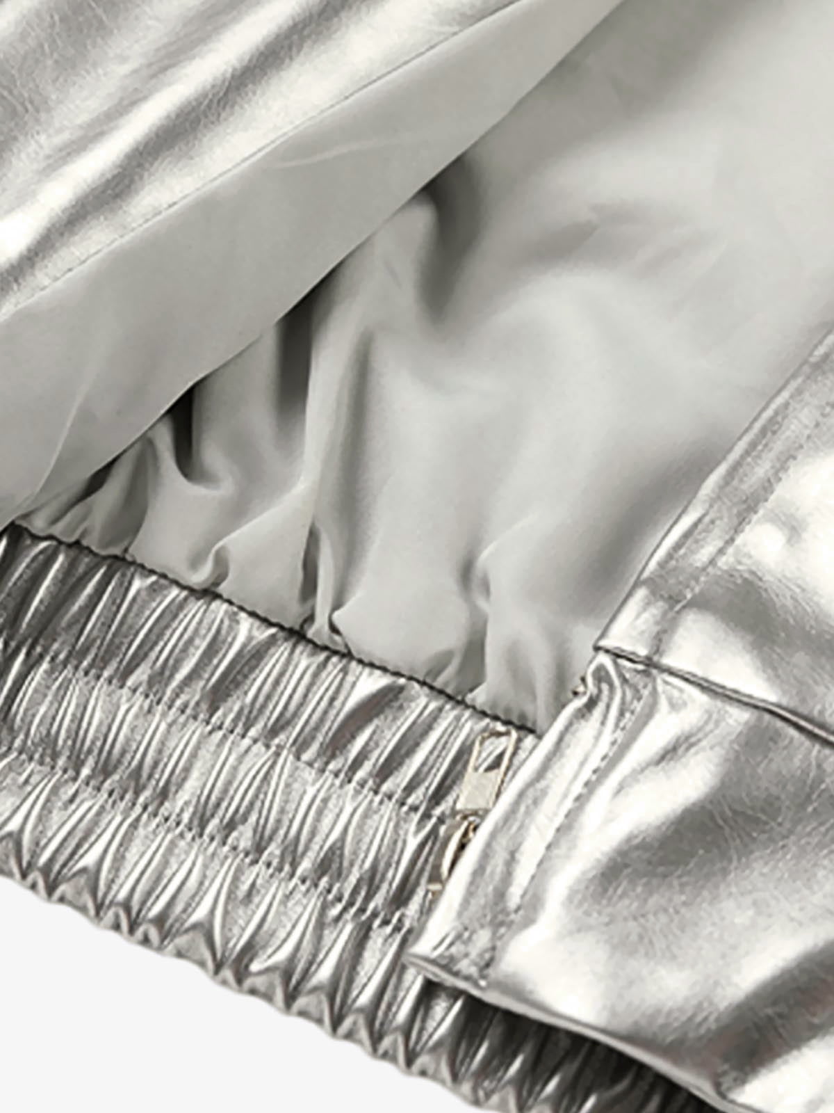 Number 11 Reflective Metallic Leather Track Jacket 