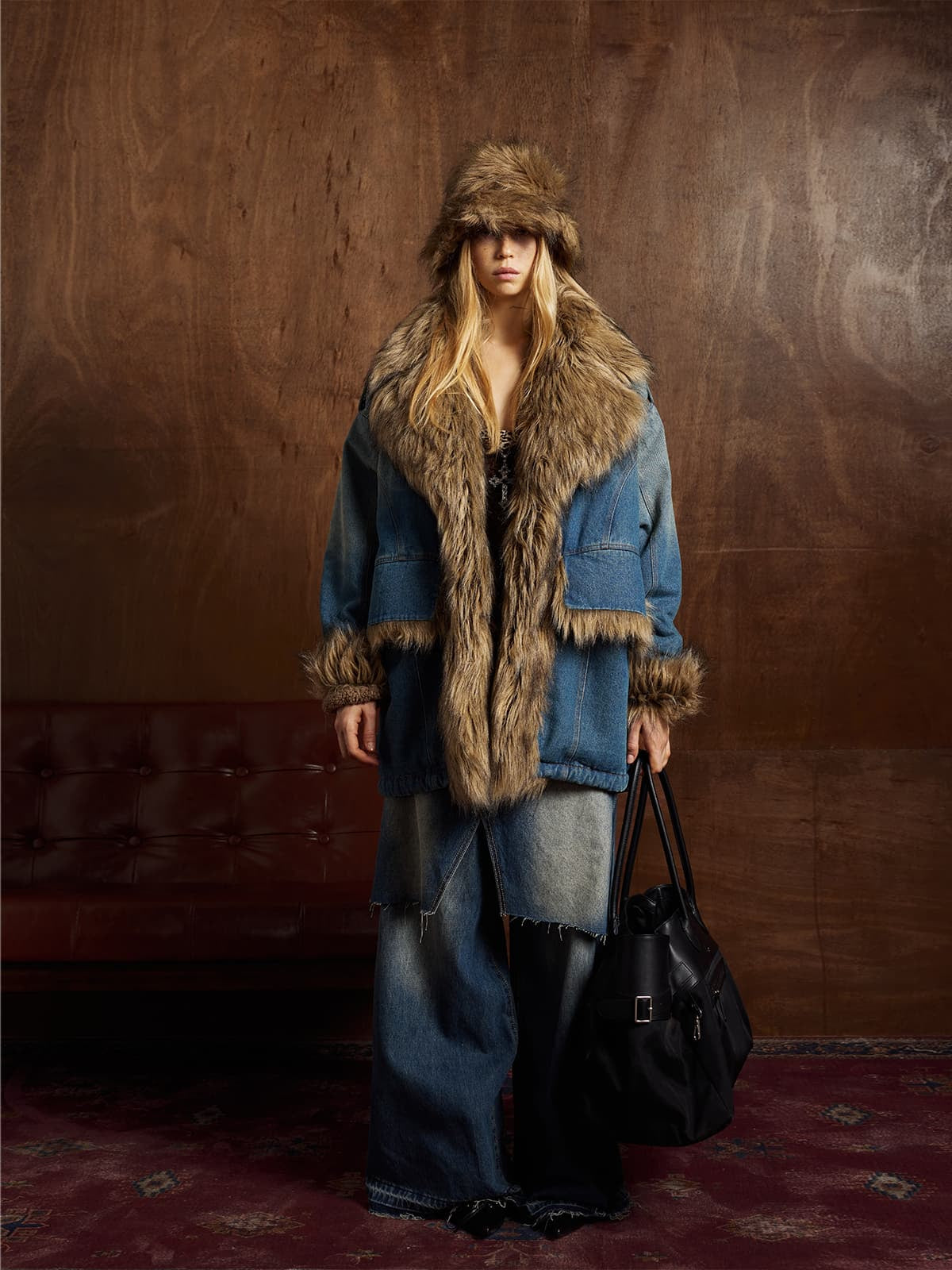 Winter-Ready Corduroy Jacket with Faux Fur Trim for Men 