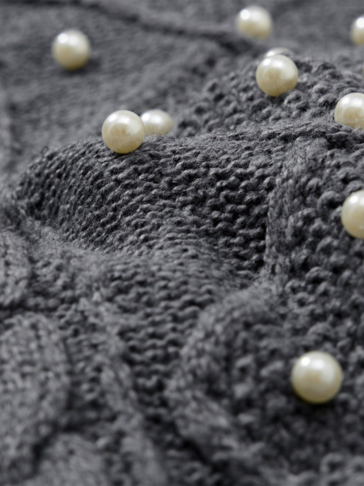 Retro Beaded Crochet Distressed Knit Cardigan 