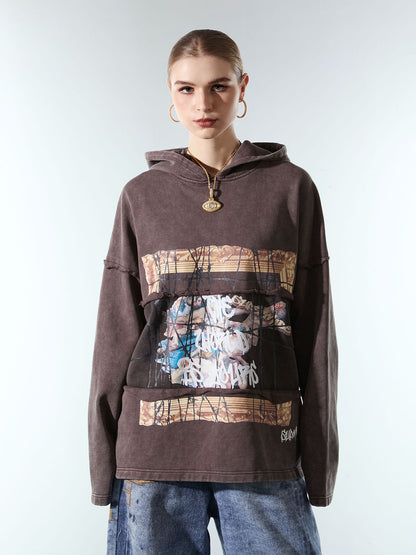 Distressed Thorn Destruction Painting Hooded Sweatshirt