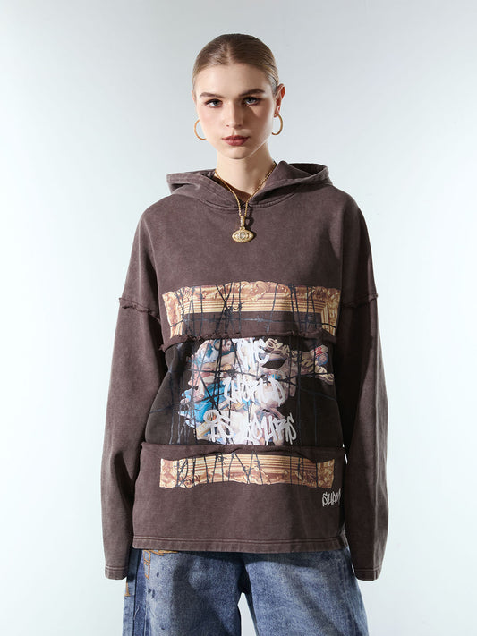 Distressed Thorn Destruction Painting Hooded Sweatshirt