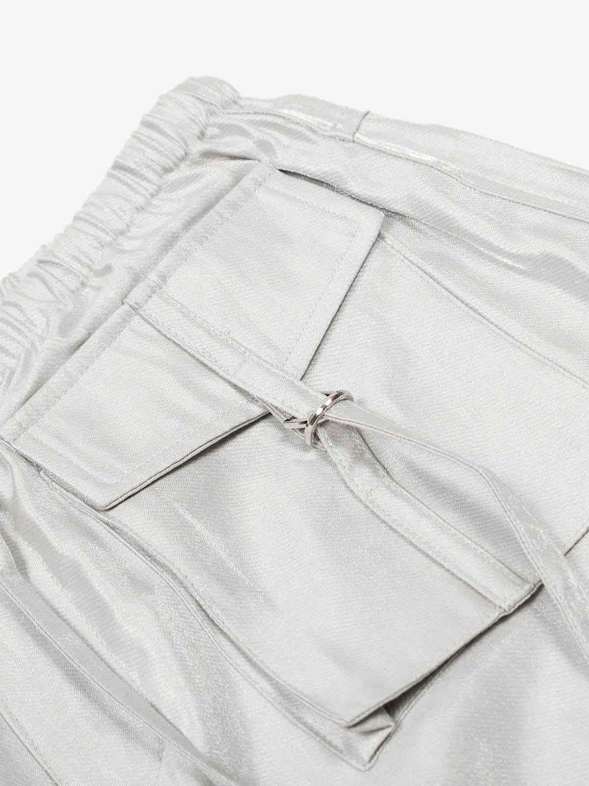 High Street Rivet Pleated Workwear Multi-pocket Casual Pants 