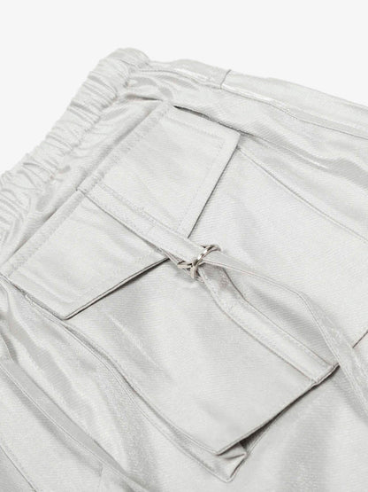 High Street Rivet Pleated Workwear Multi-pocket Casual Pants 