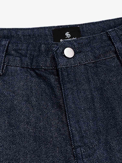 Cotton Denim Men's Oversized Cargo Shorts with Layered Design and Side Pockets?