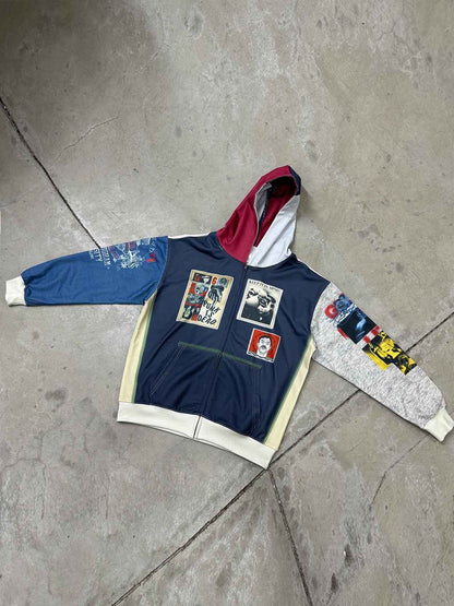 Stylish Graphic Hoodie with Unique Patchwork Design for Men