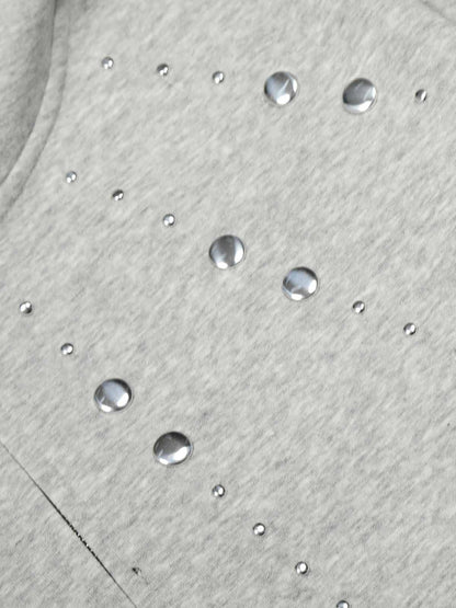 Cotton Blend Rhinestone Embellished Hoodie Jacket for Women - Zip-Up Crop Top with Pockets 