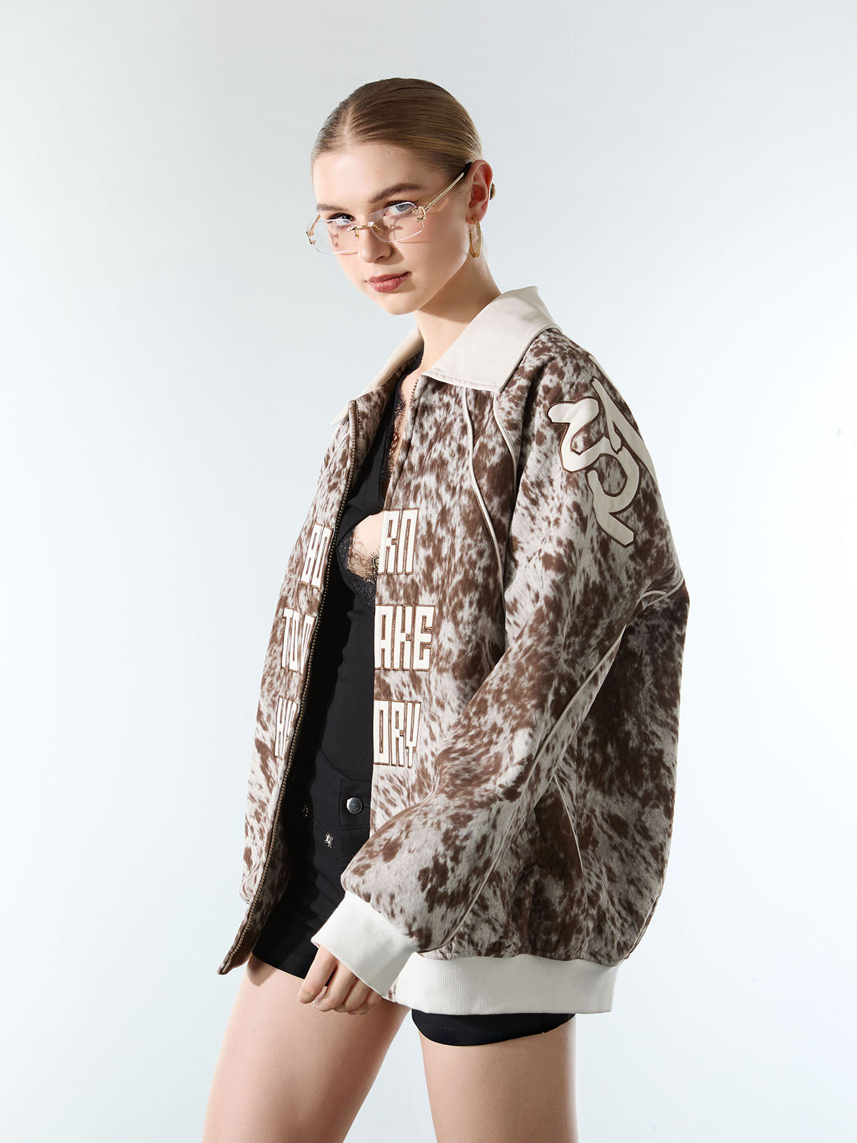 Retro Statement Snow Leopard Fleece Jacket