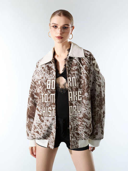 Retro Statement Snow Leopard Fleece Jacket