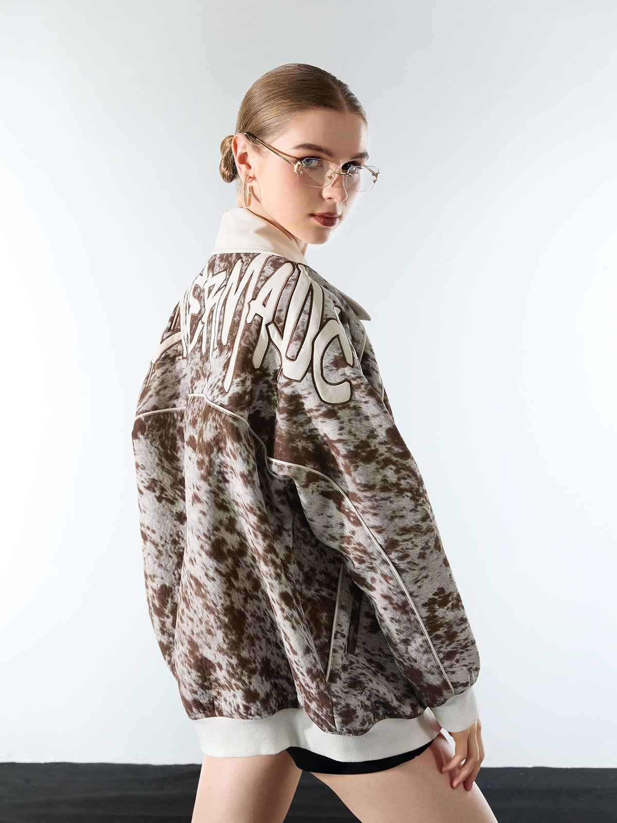 Retro Statement Snow Leopard Fleece Jacket