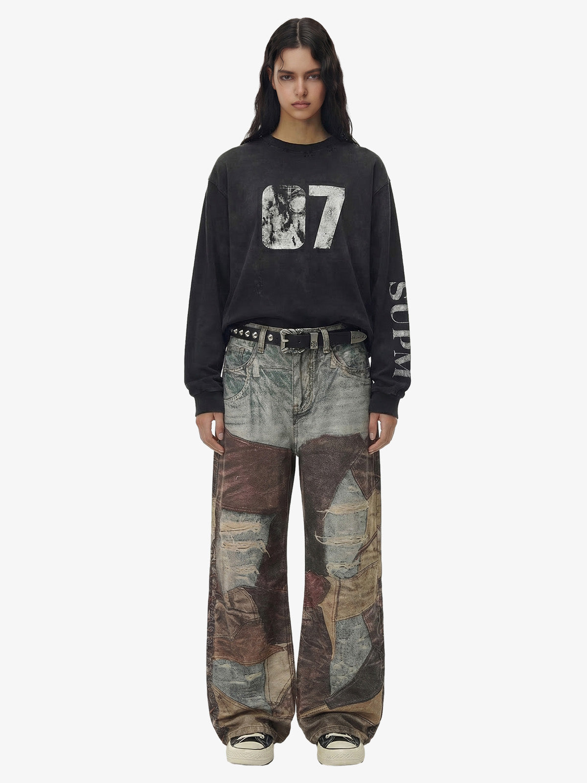 Thesupermade High Street Distressed Washed Printed Jeans - 2246
