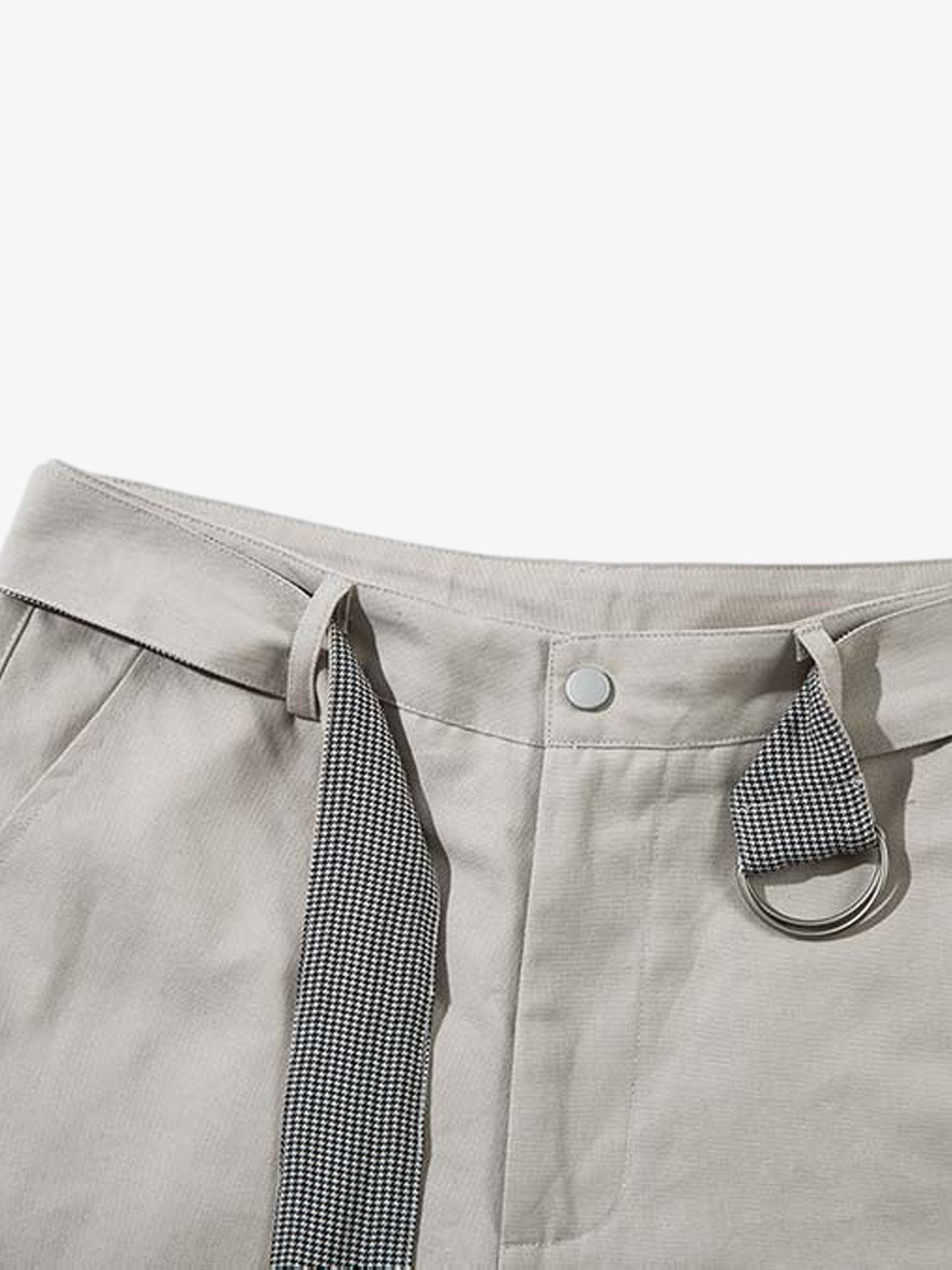Cotton Blend Tailored Shorts with Side Pockets and Adjustable Cuffs 