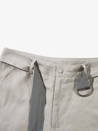 Cotton Blend Tailored Shorts with Side Pockets and Adjustable Cuffs 