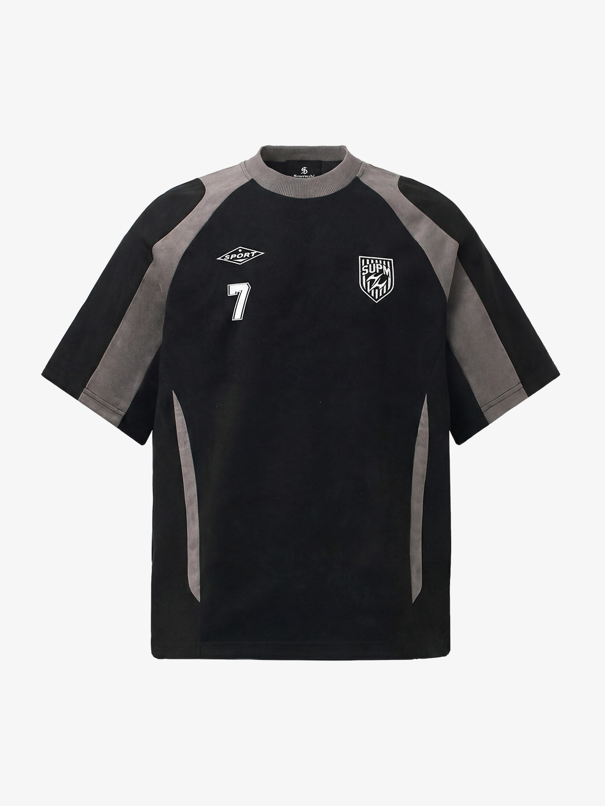 Cotton Blend Oversized Sport T-Shirt with Contrast Panels and Logo Print?