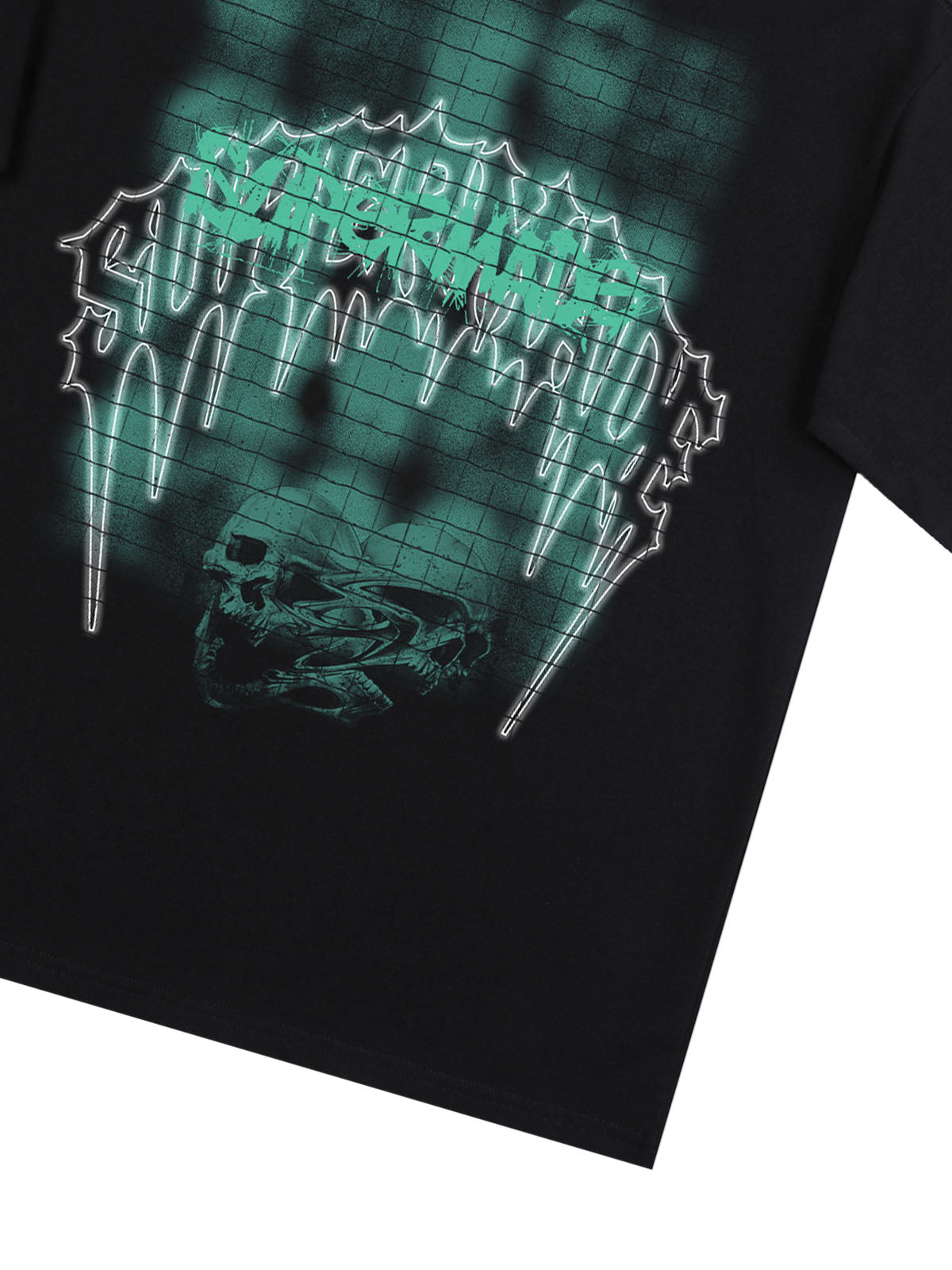 THE SUPERMADE Dark Grid Skull Graphic T-Shirt with Neon Drip Design 