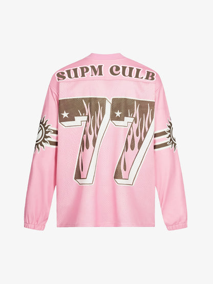 Pink "Keep Motivated" Football Jersey with Bold Flame Design 