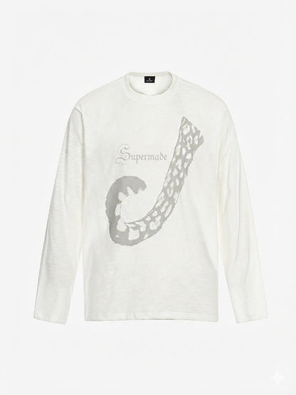 Abstract Leopard Tail Graphic Long Sleeve T-Shirt