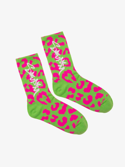 Retro Vibrant Leopard Print Color-Block Socks