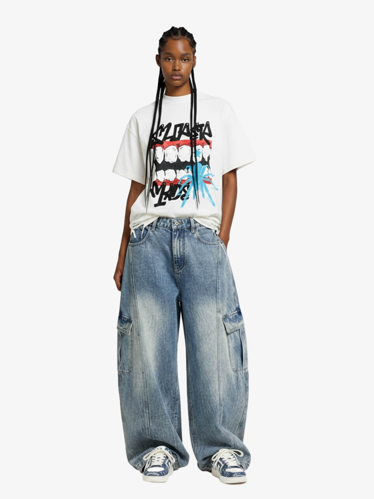 Distressed Graffiti Mouth Graphic T-Shirt