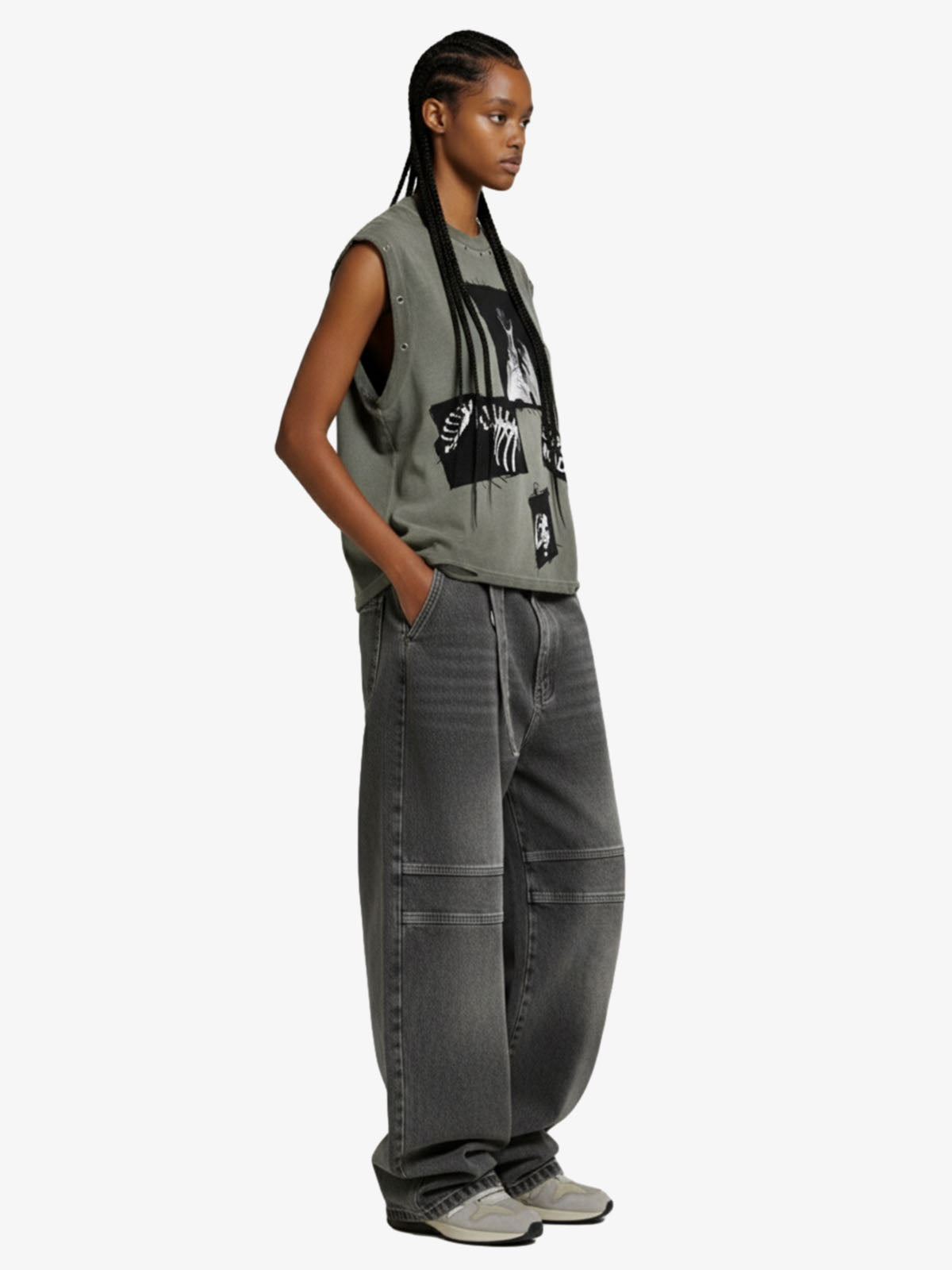 Ripped Graphic Patch Sleeveless Vest