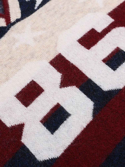Patriotic Striped Sweater with Bold Number Design 
