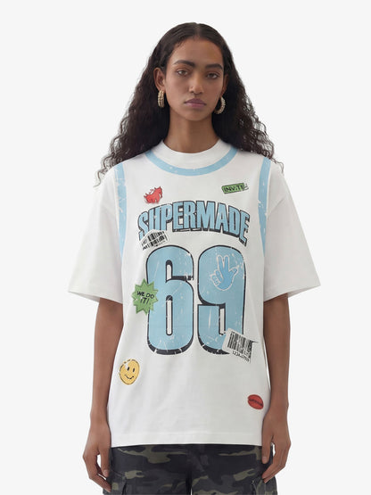 Distressed Number 69 Graphic Print T-Shirt