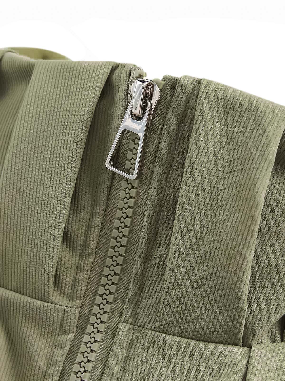 Vintage Oversized Pleated Stand Collar Jacket 