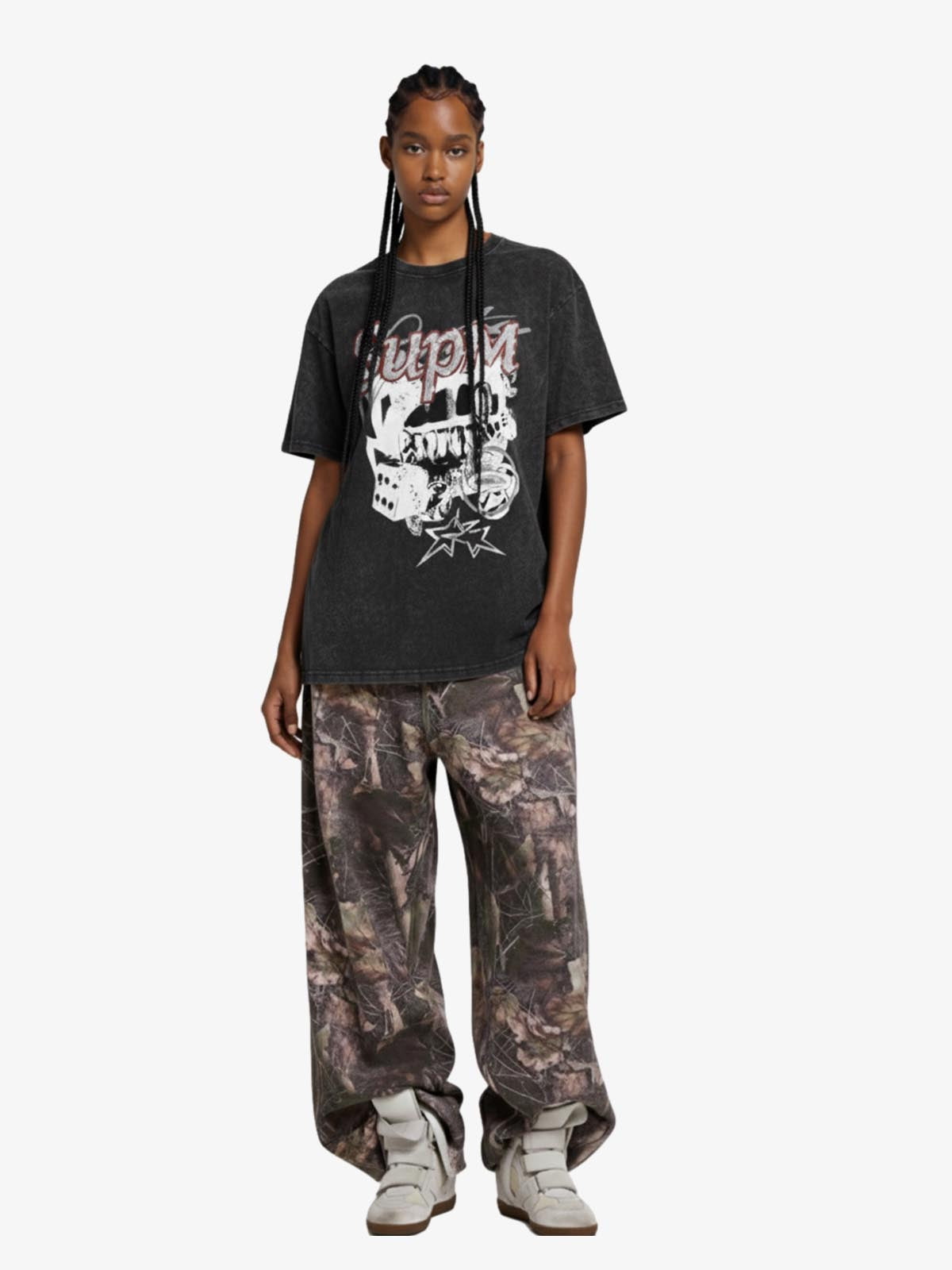 Washed Rhinestone Letter Graphic T-Shirt 