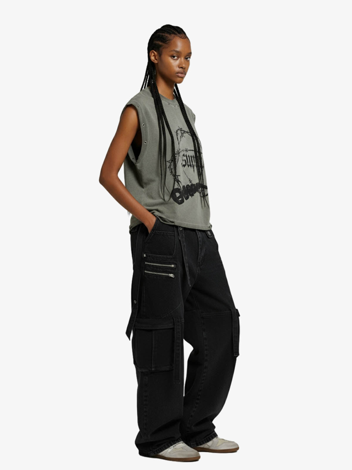 Barbed Wire Chain Graphic Sleeveless Vest