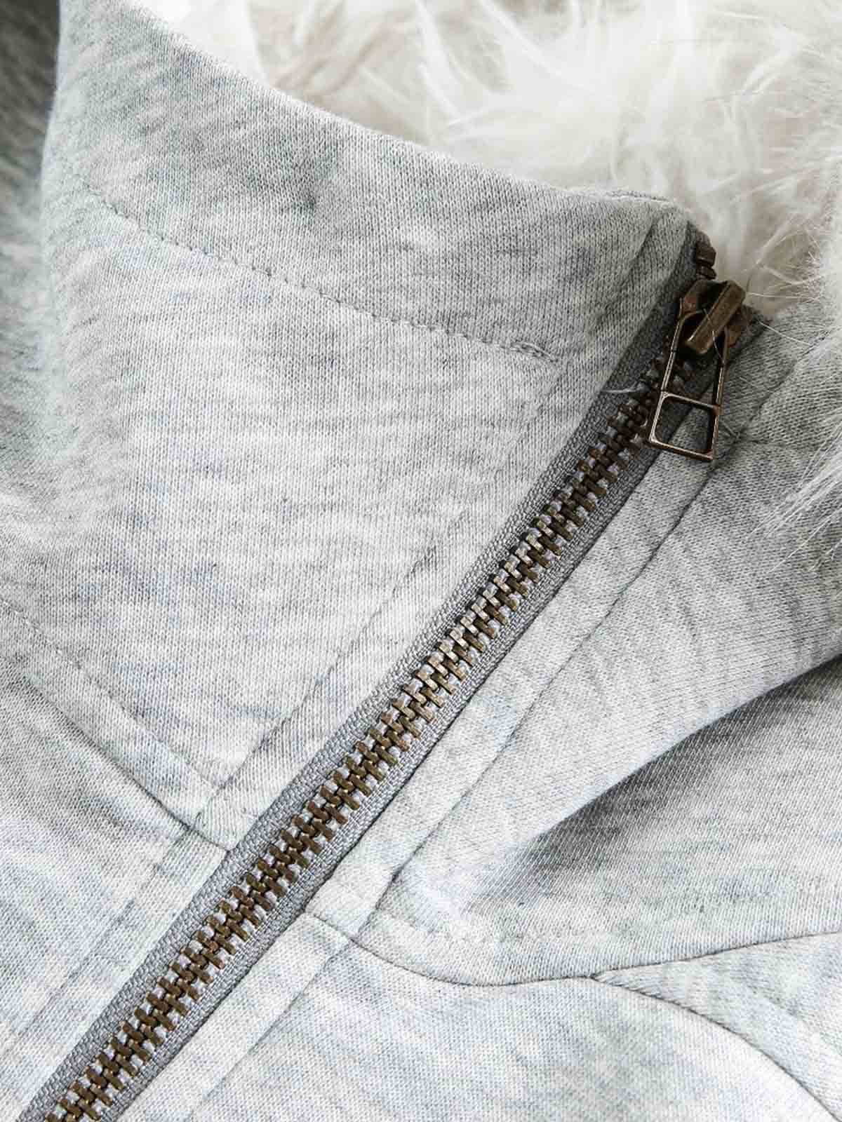 Detachable Fur Hooded Off-Shoulder Cropped Jacket