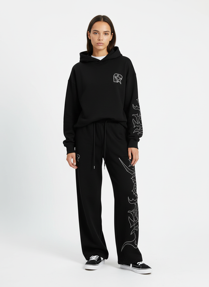 High Street Rhinestone Hip-hop Wide-leg Sweatpants
