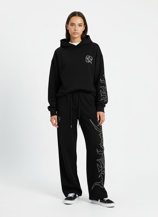 High Street Rhinestone Hip-hop Wide-leg Sweatpants