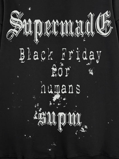 THE SUPERMADE Black Friday Human Supremacy Graphic Hoodie with Skull and Web Design 