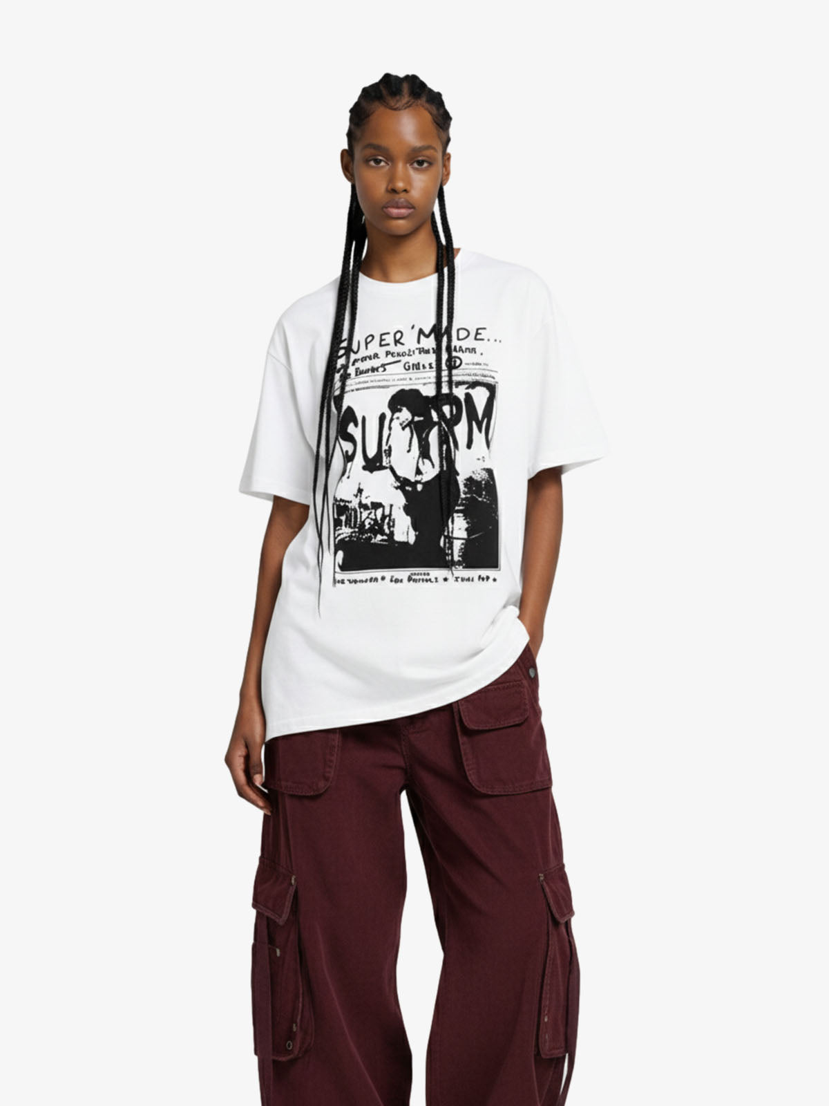 Vintage Washed Punk Graphic Print T-Shirt