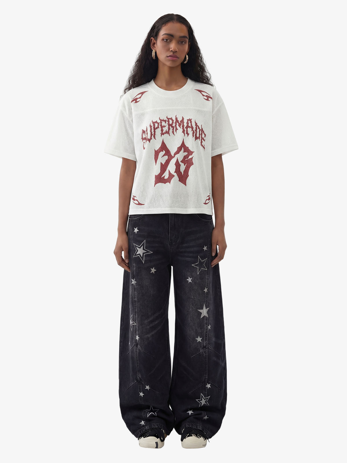 Flame Gothic Logo Mesh Jersey T-Shirt