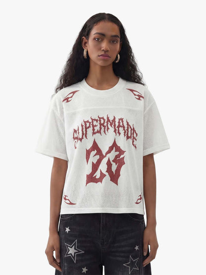 Flame Gothic Logo Mesh Jersey T-Shirt