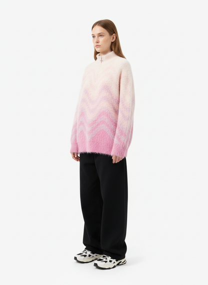 Street Gradient Wave Jacquard Knit Sweater