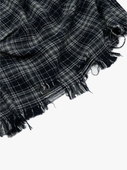 Cotton Plaid Wide Leg Culottes with Frayed Hem and Cargo Pockets?