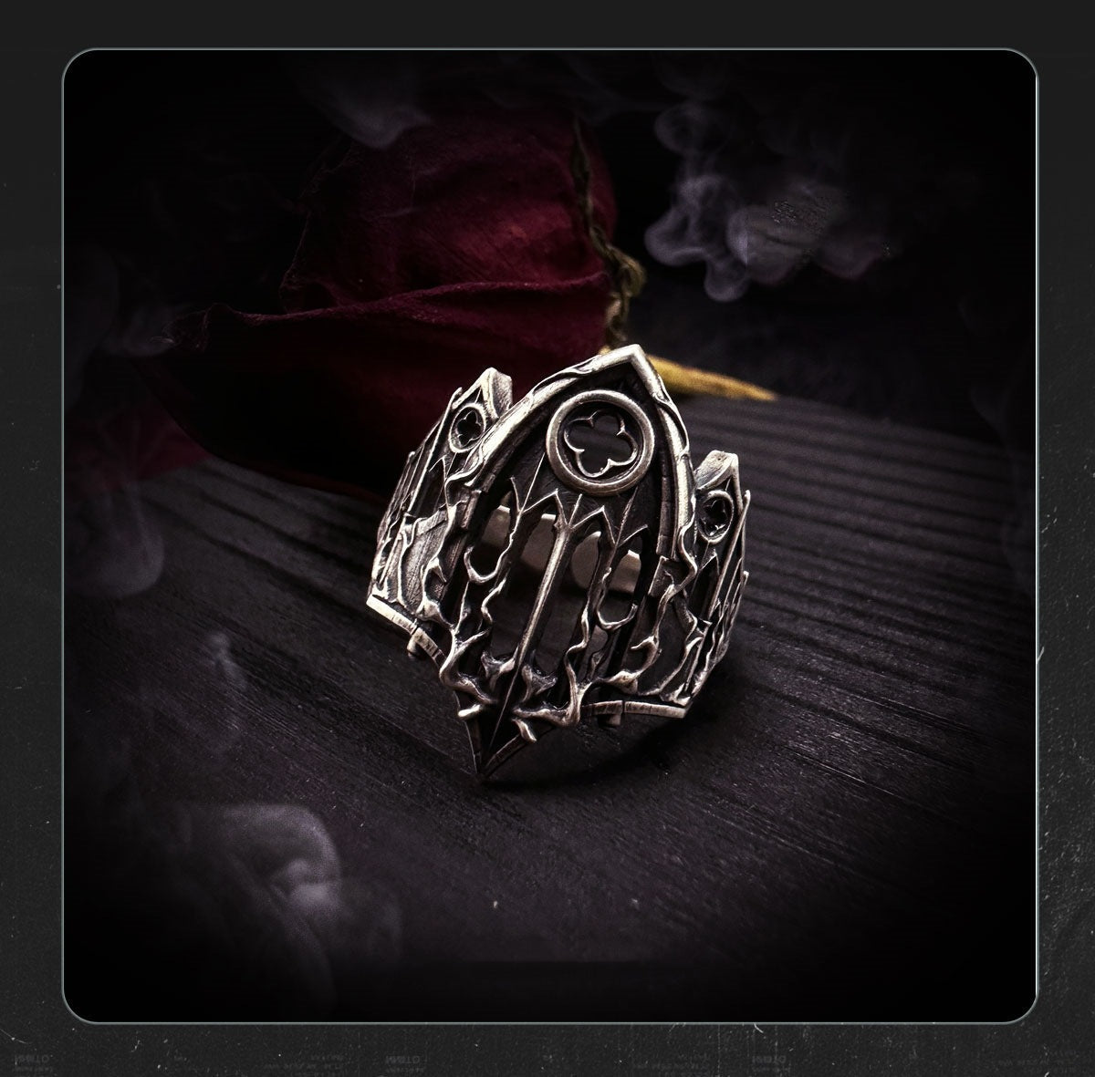 Stainless Steel Gothic Cathedral Ring with Intricate Church Window Design for Men and Women 