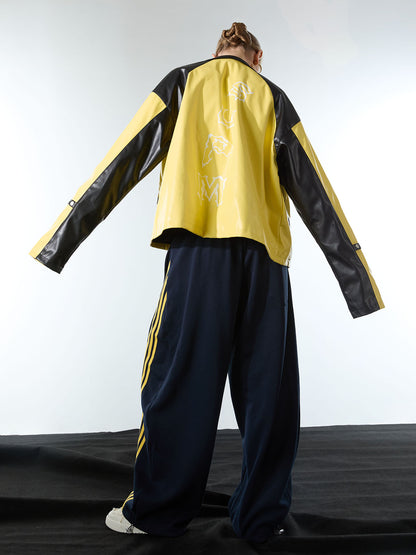 Fleece Vintage Side Stripe Drape Paratrooper Machete Wide Leg Pants - 2488